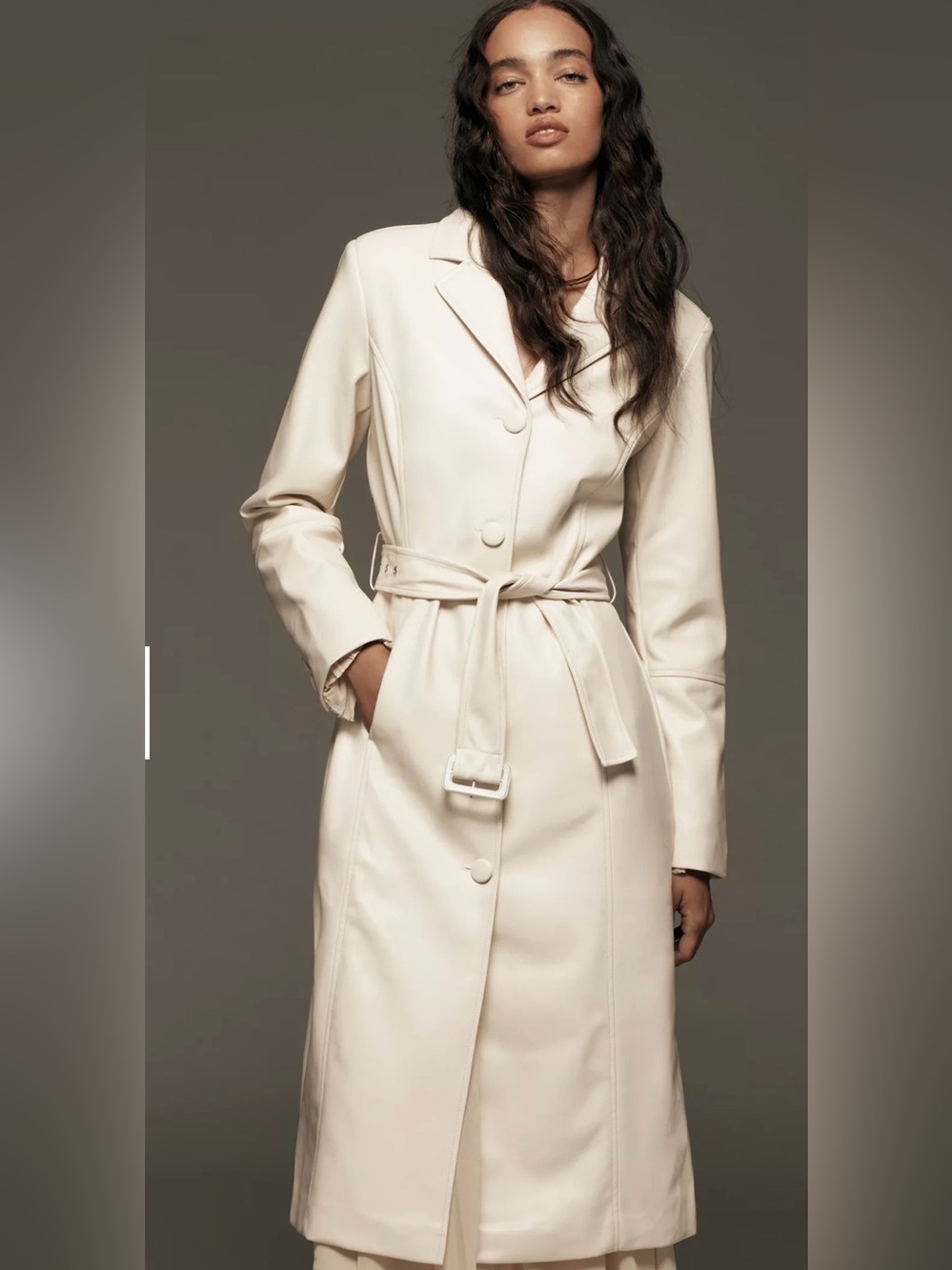 Avec Les Filles by Anthropologie Vegan Leather Belted Trench Coat Size S NWOT